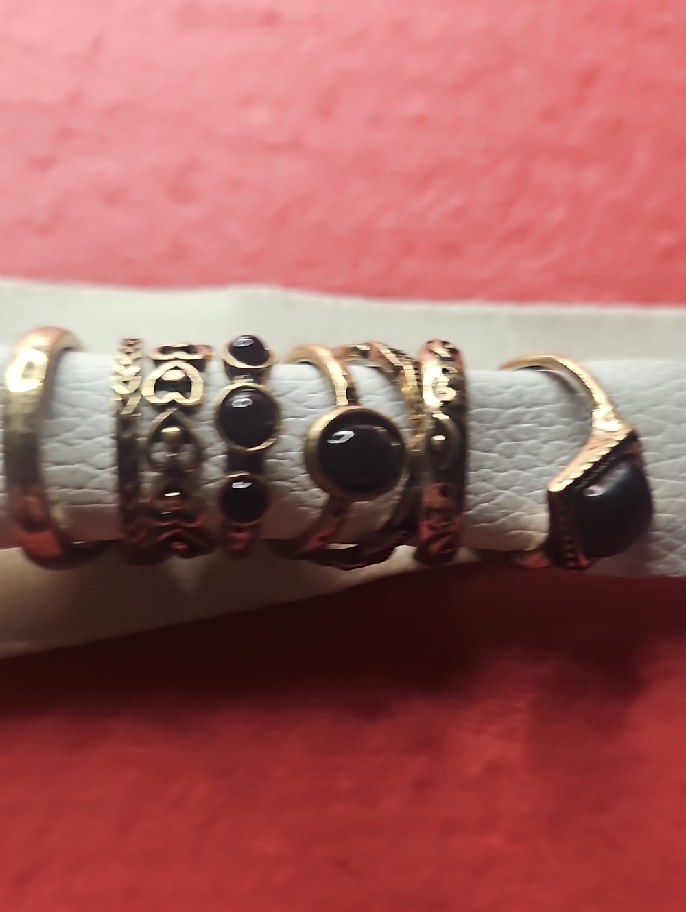 Gold-Tone Black Stone Stackable Ring Set - Women Jewelry NWT FREE PEOPLE RINGS